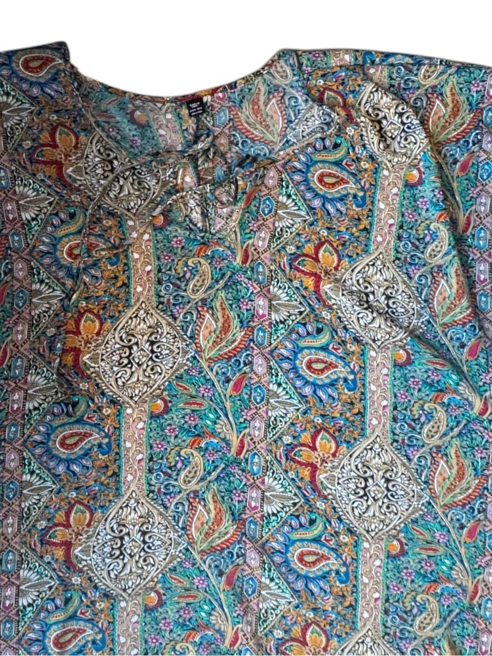 SHEIN Teal Multi Paisley Keyhole Tunic Top  PLUS SIZE:  8X   #C - Picture 5 of 7
